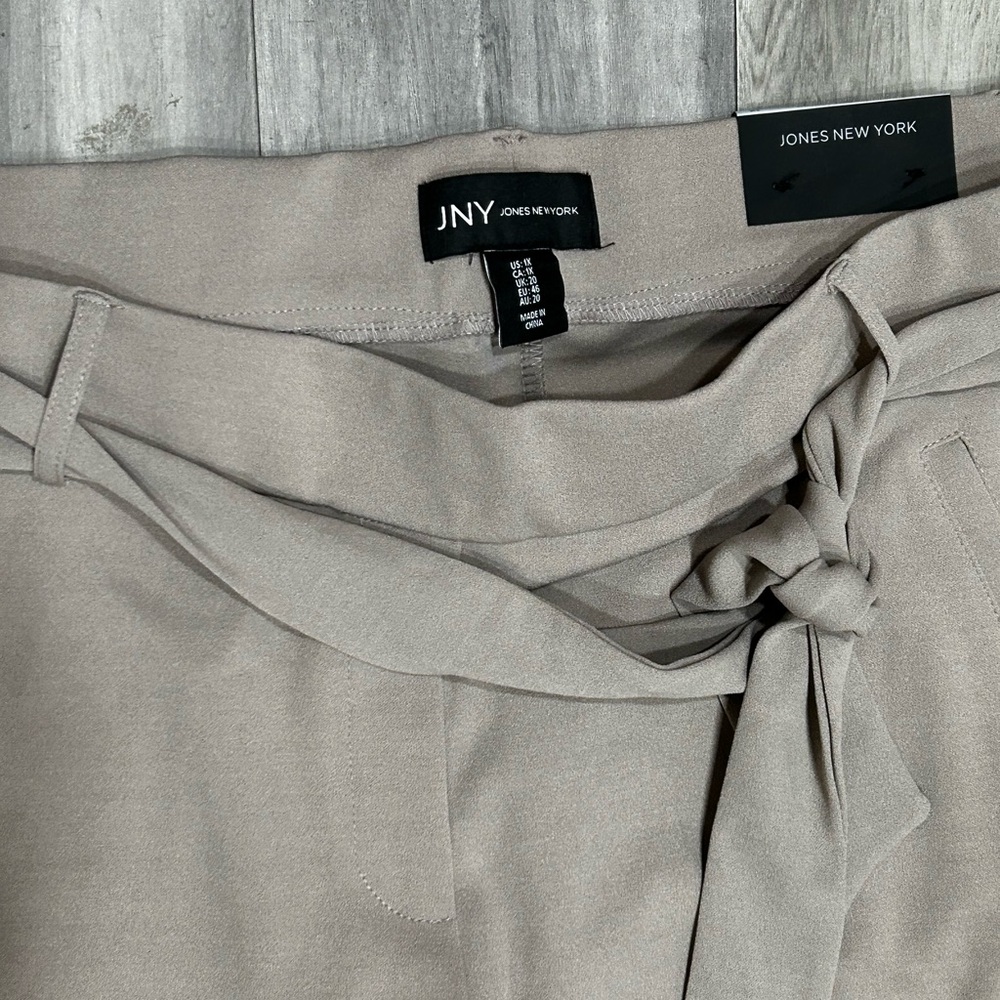 Jones New York Taupe Dress Pants with Tie-Waist - Picture 2 of 3